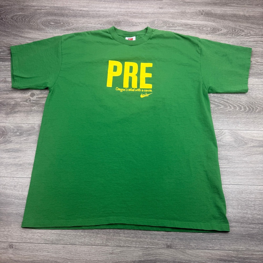 Nike Steve Prefontaine PRE Oregon Ducks Running T Shirt Mens XL Green VTG Y2K